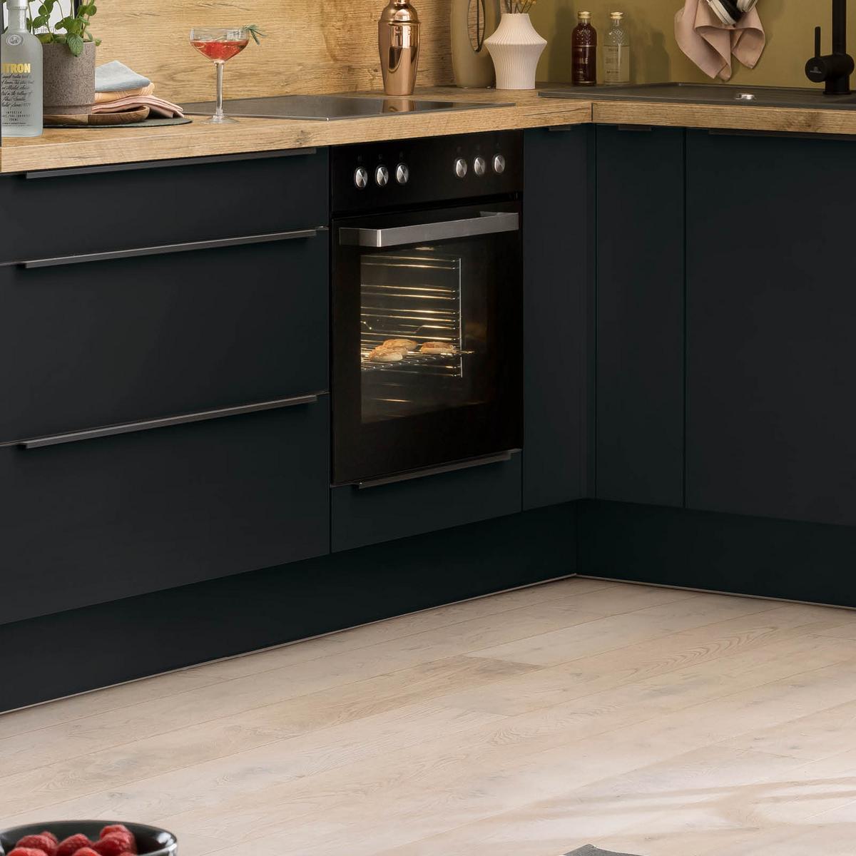 Eckküche Ip1200 Ohne Geräte 292x192 Cm Schwarz/space Grey - Weiß, MODERN, Holzwerkstoff (292/192cm) - Impuls