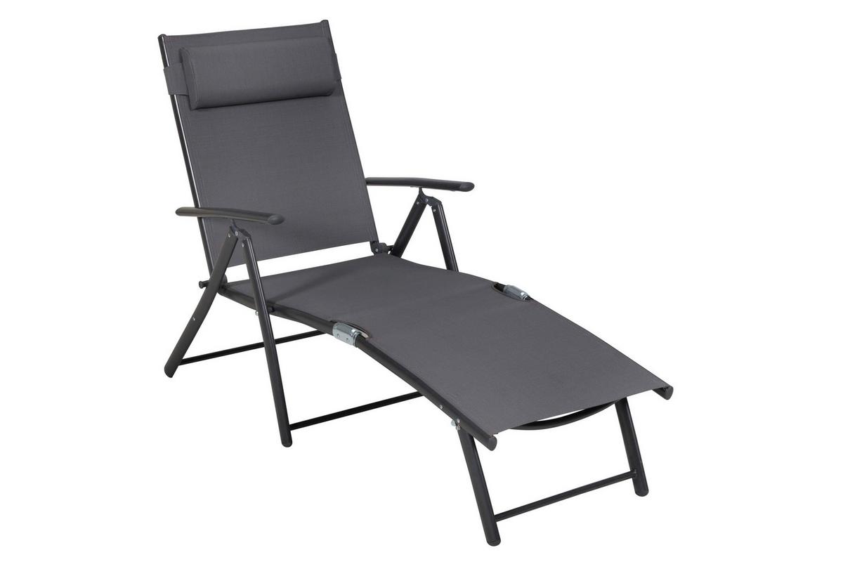 Gartenliege Deckchair Aus Stahl, Klappbar - Graphitfarben/Grau, KONVENTIONELL, Textil/Metall (64/87/140cm) - Gardenson