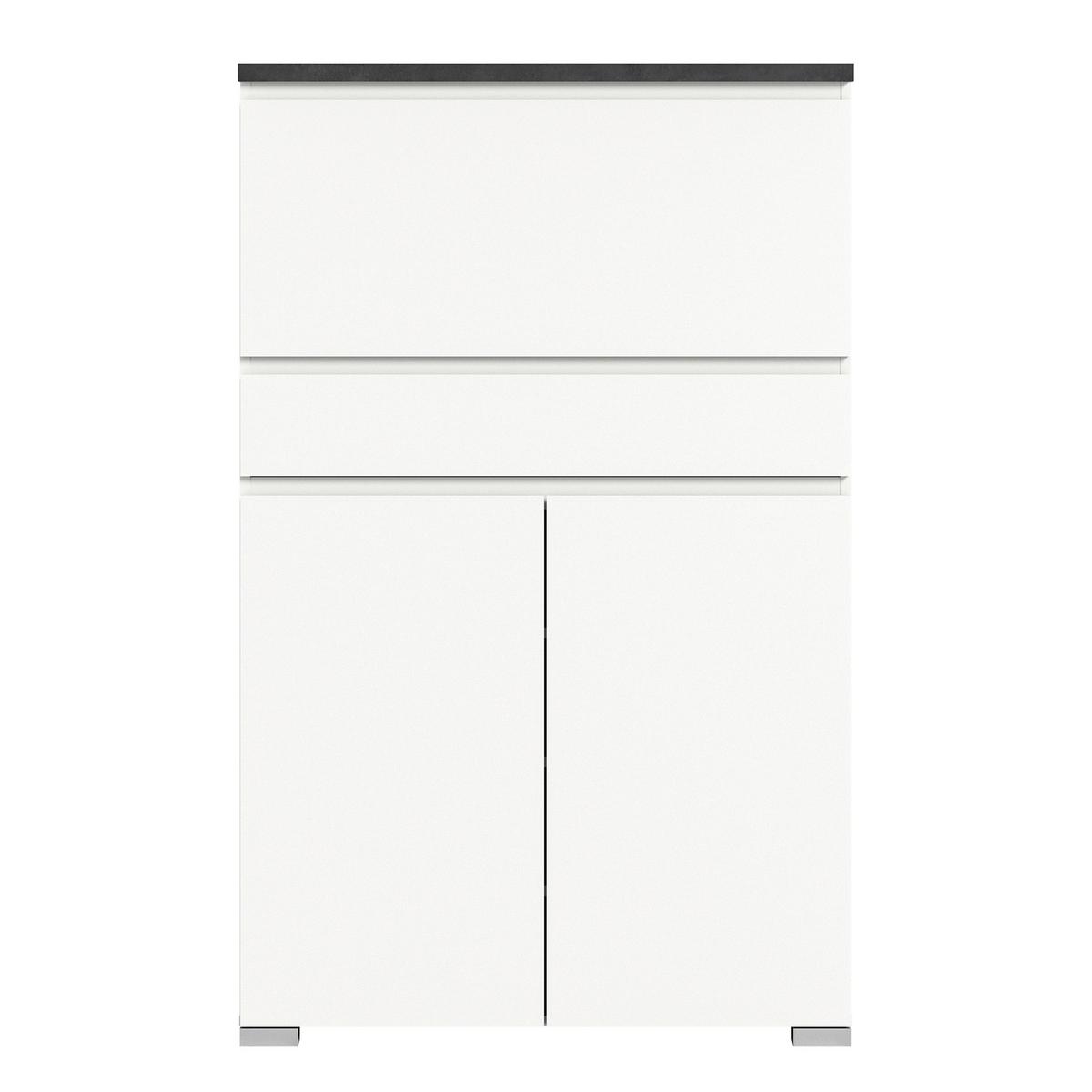 Schuhschrank Shoelove Weiß, Grau B: 95cm - Silberfarben/Weiß, MODERN, Holzwerkstoff (95/152/27cm)