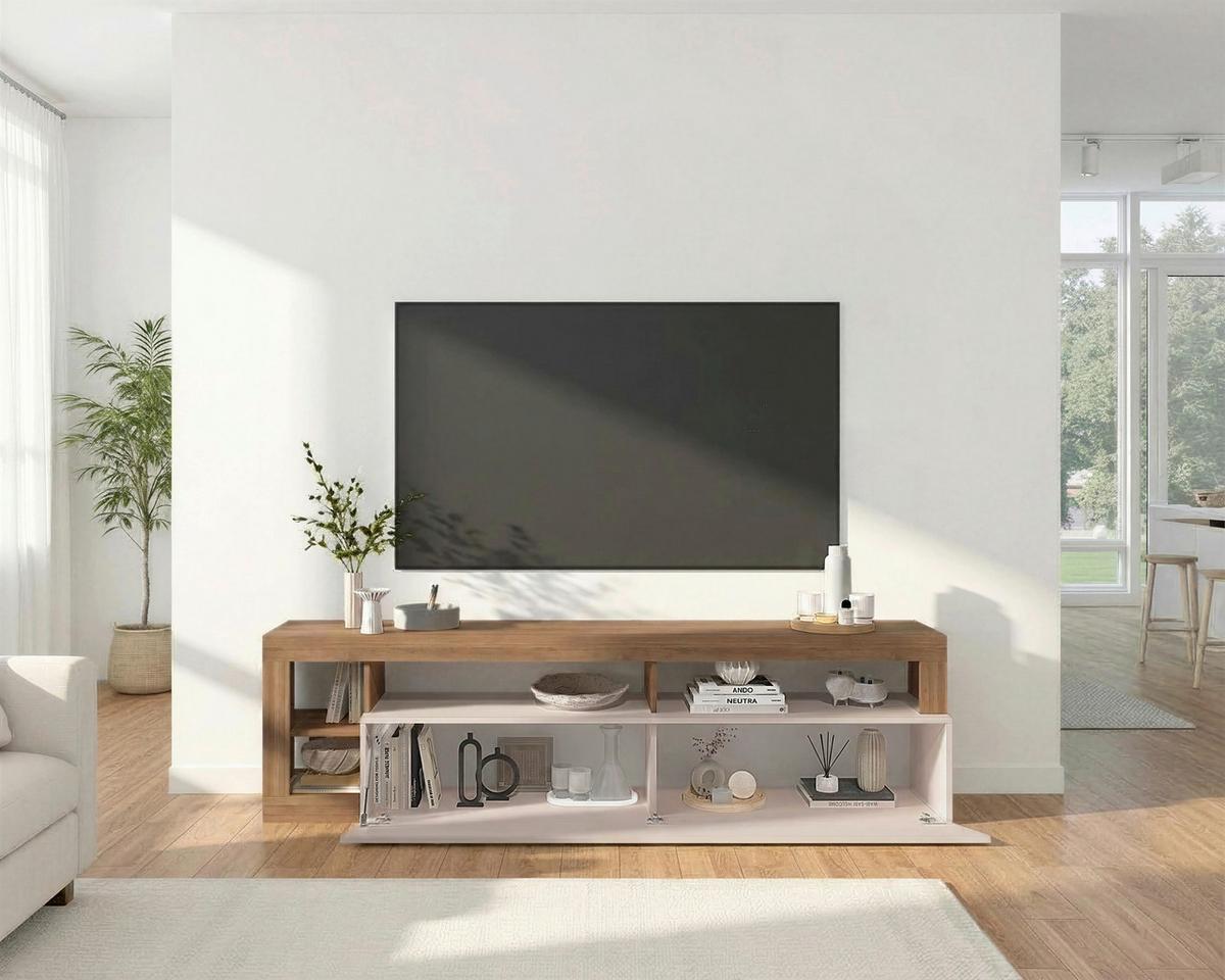 Tv-element Hamburg Eiche Dekor, Kaschmir B: 184cm - Kaschmir/Eichefarben, MODERN, Holzwerkstoff (184/58/42cm)