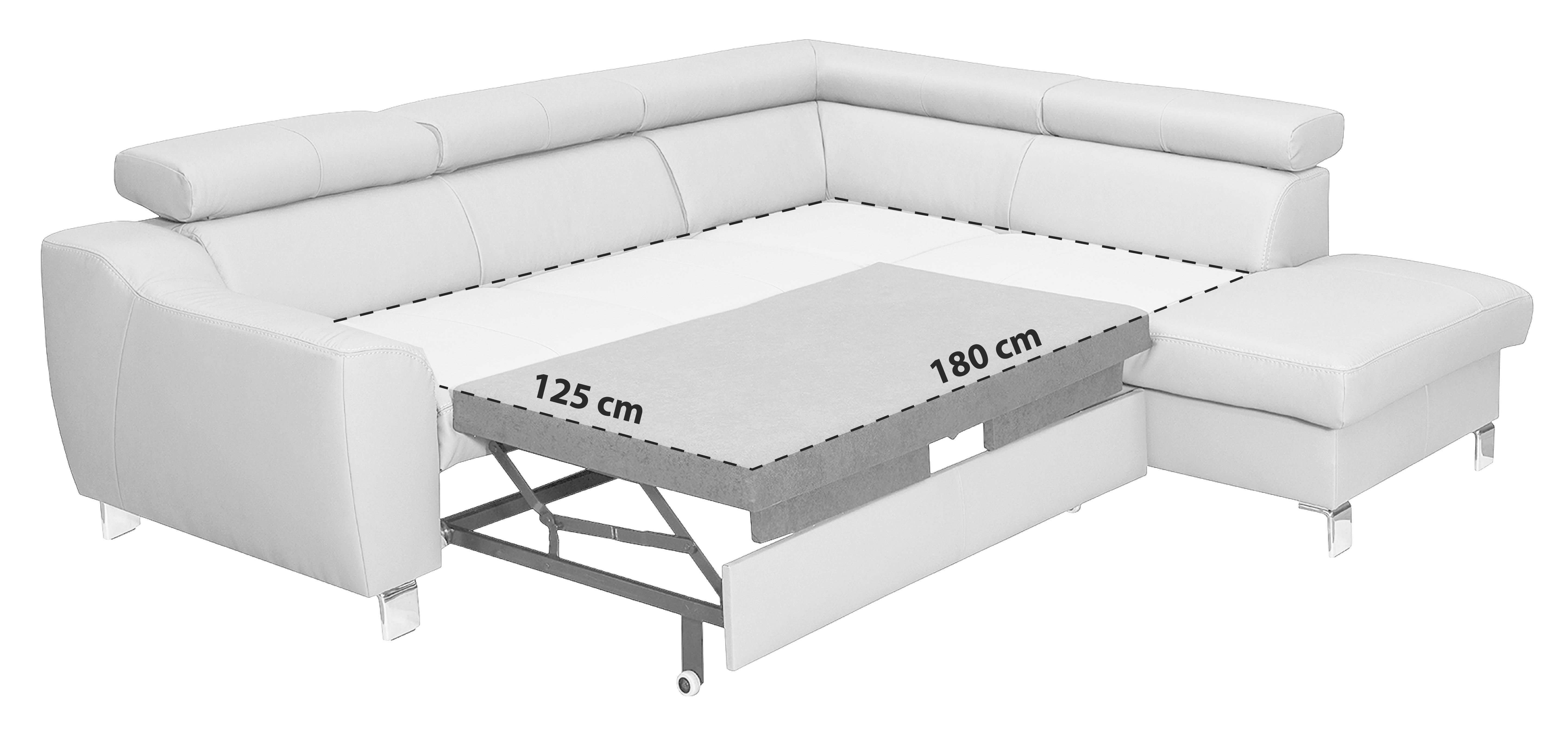 Ecksofa Aspen Beige S: 245 Cm - Chromfarben/Beige, Design, Leder/Textil (245/208cm) - Livetastic