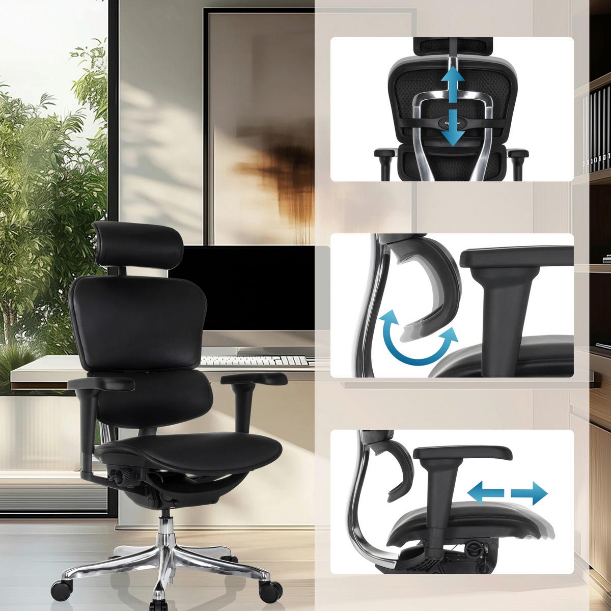 Drehstuhl Schwarz B: 65 Cm - Silberfarben/Schwarz, MODERN, Leder/Kunststoff (65/114-132/60cm) - MID.YOU