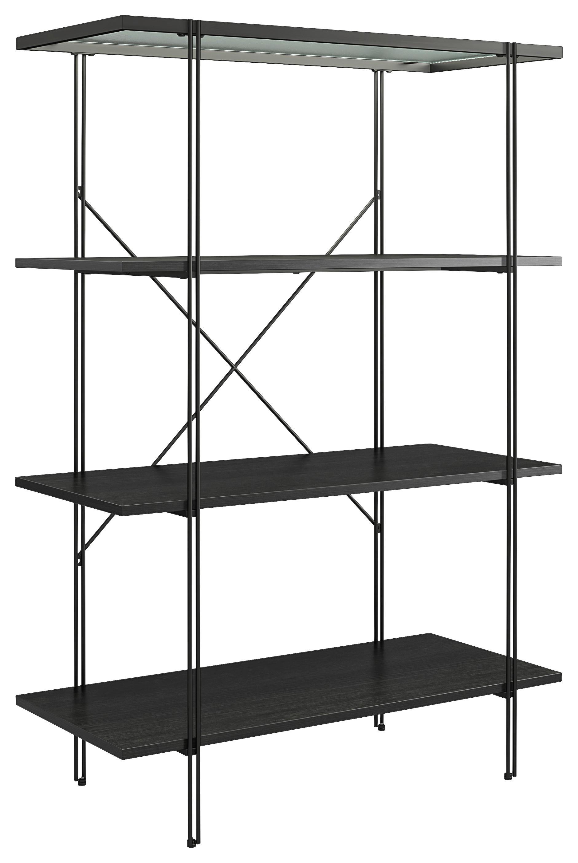 Regal Wainwright Schwarz 79 cm - Schwarz, Design, Glas/Holzwerkstoff (79/117/35cm)