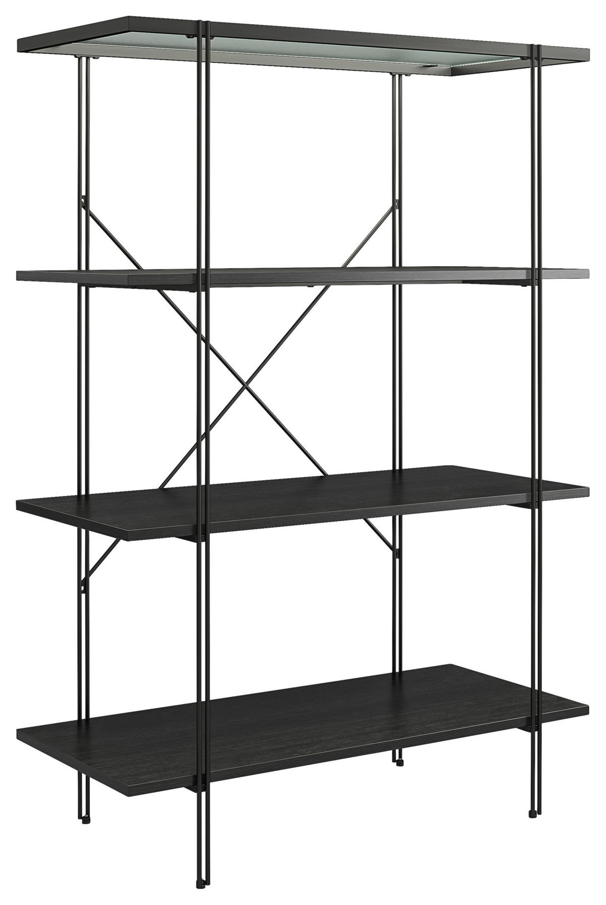 Regal Wainwright Schwarz 79 cm - Schwarz, Design, Glas/Holzwerkstoff (79/117/35cm)