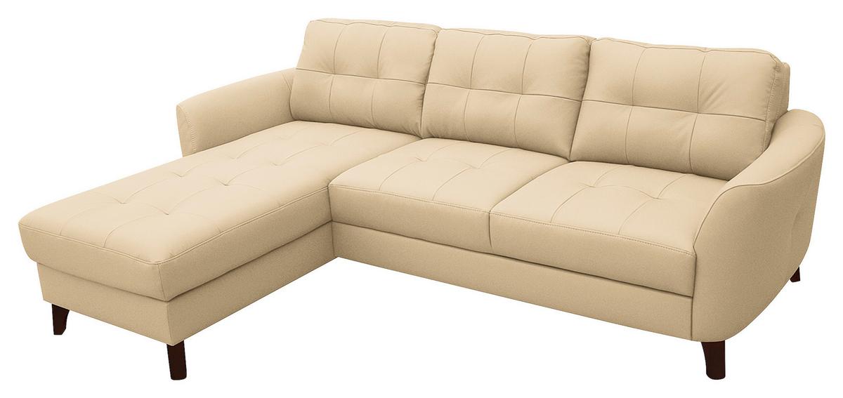 Ecksofa Nordic Beige S: 168x238 cm - Beige/Buchefarben, Design, Leder/Textil (168/238cm) - Livetastic