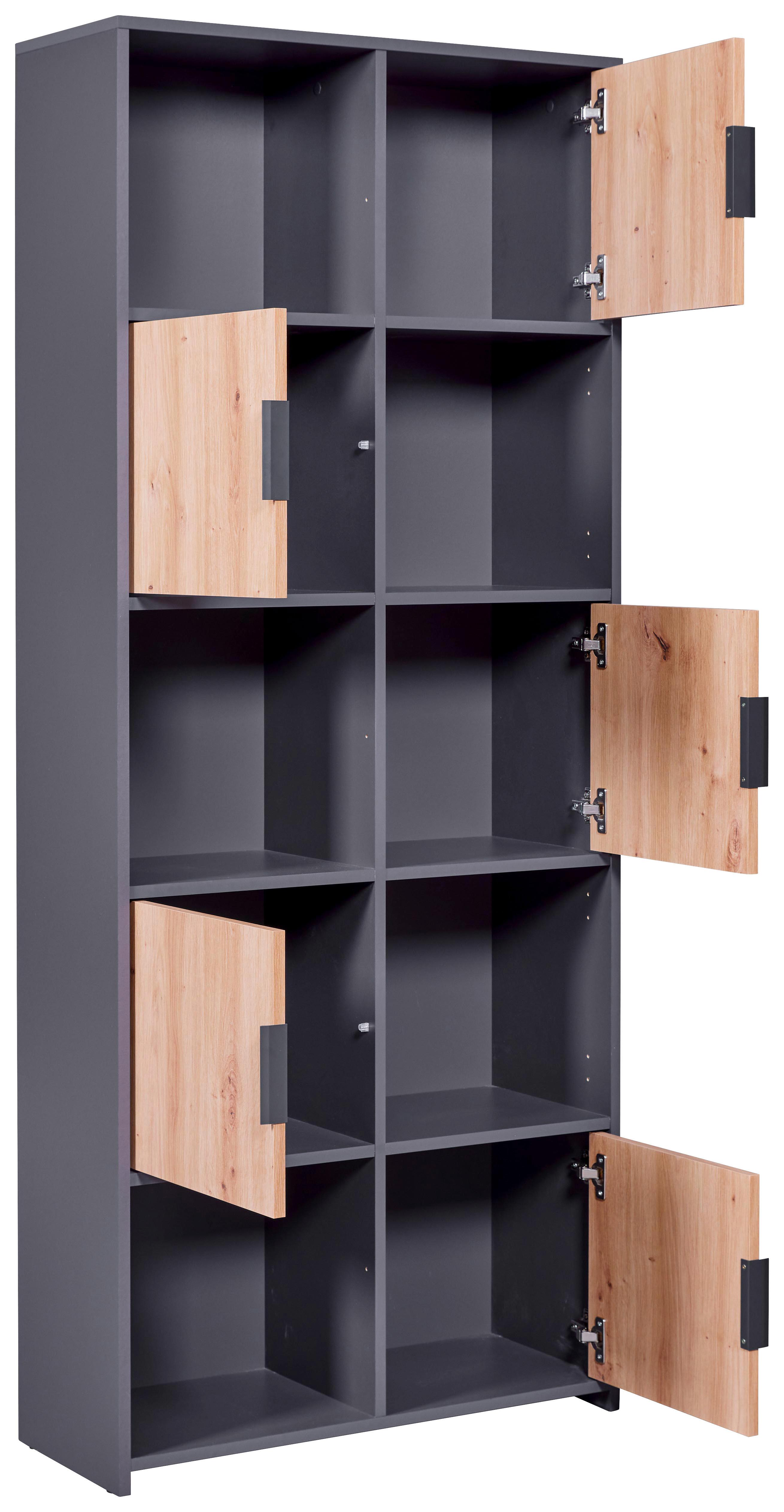 Regal Pepeto 5t - Anthrazit/Eiche Artisan, Design, Holzwerkstoff (77/185/30cm) - Livetastic