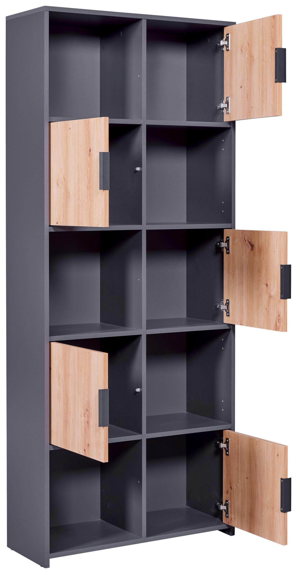 Regal Pepeto 5t - Anthrazit/Eiche Artisan, Design, Holzwerkstoff (77/185/30cm) - Livetastic