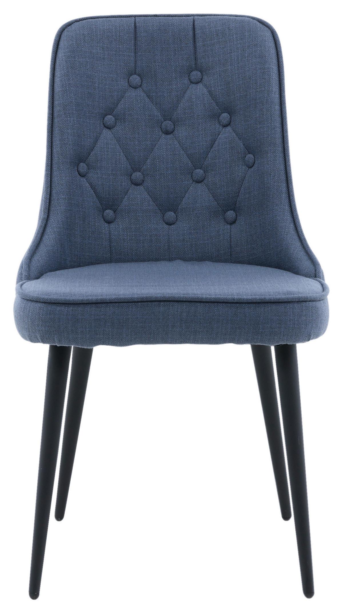 Stuhl-Set Velvet Deluxe - Blau/Schwarz, Design, Kunststoff/Textil (50/88.5/66cm) - Livetastic