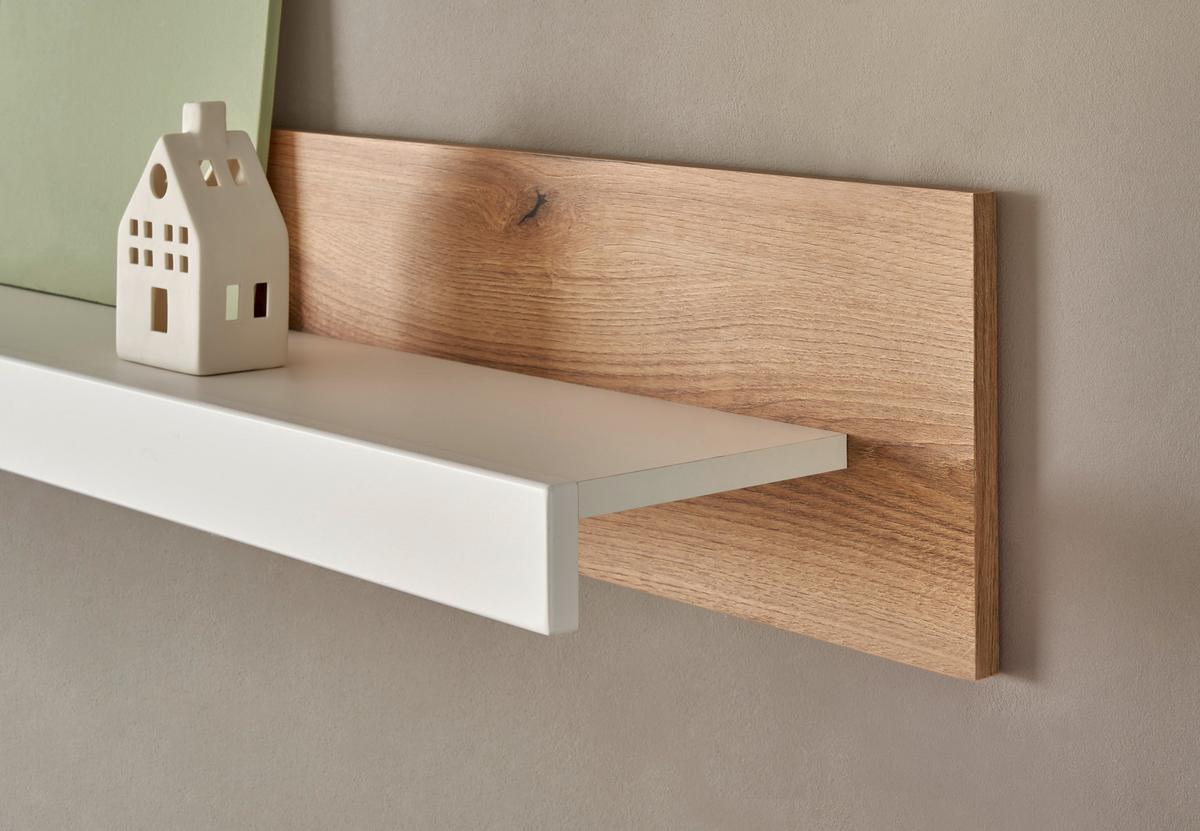 Wandboard Brixen Weiß/Eichefarben B: 198cm - Eichefarben/Weiß, Design, Holzwerkstoff (198/21/20cm) - MID.YOU