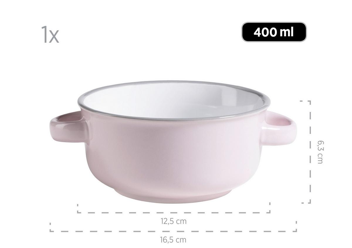 Suppentasse Steinzeug Maila 4er- Set D: 23 cm - Hellrosa/Hellgrau, Basics, Keramik (23cm) - Mäser