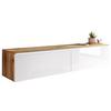 Nízka komoda s LED biela VL/dekor dub Wotan - sivá/biela s vysokým leskom, Lifestyle, kompozitné drevo/plast (140/30/33cm) - P & B
