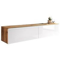 Nízka komoda s LED biela VL/dekor dub Wotan - sivá/biela s vysokým leskom, Lifestyle, kompozitné drevo/plast (140/30/33cm) - P & B