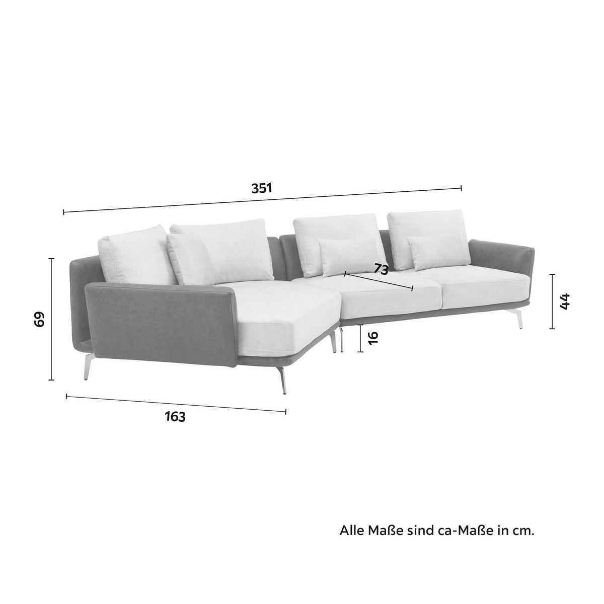Sedacia súprava MARA - chrómová/tmavosivá, Modern, kov/drevo (351/69/163cm) - Bessagi Home