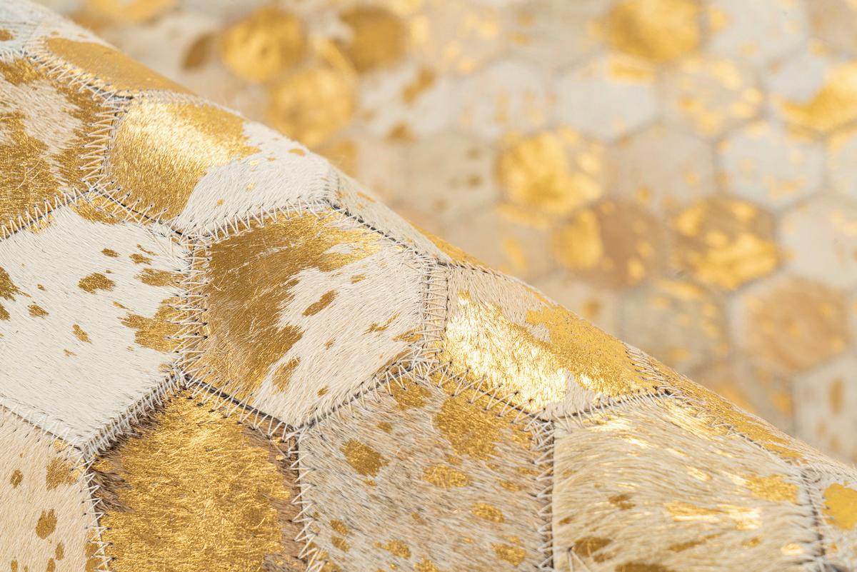 Lederteppich Ravi 400 - Goldfarben, KONVENTIONELL, Leder (160/230cm)