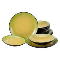 Tafelservice Hot Green, Keramik, 12-Tlg. - Hellgelb/Schwarz, Basics, Keramik - Creatable