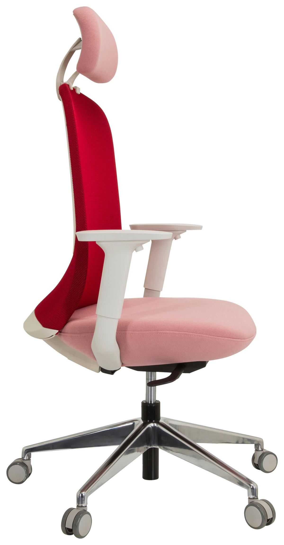 Drehstuhl Aveza Pro Armstützen Rosa/Weiß Bis 120kg - Alufarben/Rosa, MODERN, Kunststoff/Textil (68/130/60cm) - MID.YOU