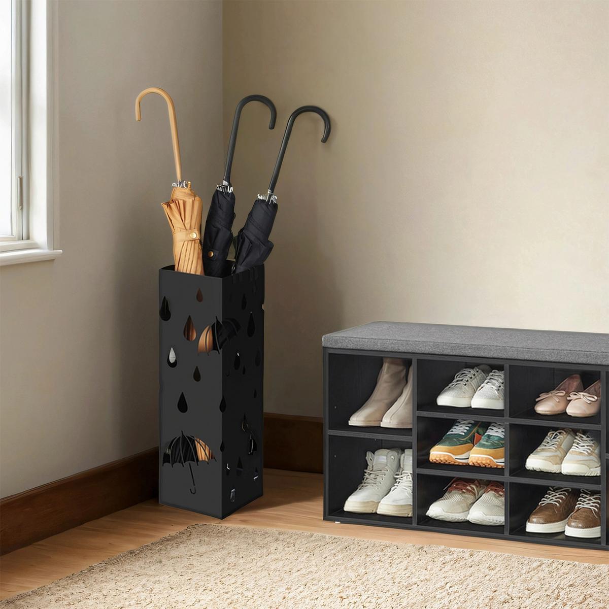 Schirmständer Schwarz B: 15,5 cm - Schwarz, Basics, Metall (15,5/49/15,5cm)