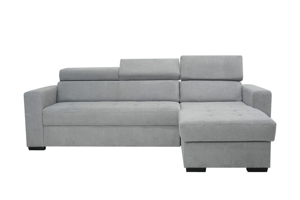 Rohová sedačka MARCO, oboustranná, šedý velur - šedá/černá, Konvenční, kov/dřevo (238/78-94/170cm)