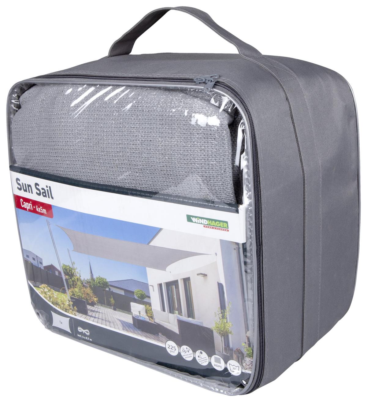 Sonnensegel Rechteck 4x5 m - Grau, Basics (400/500cm)