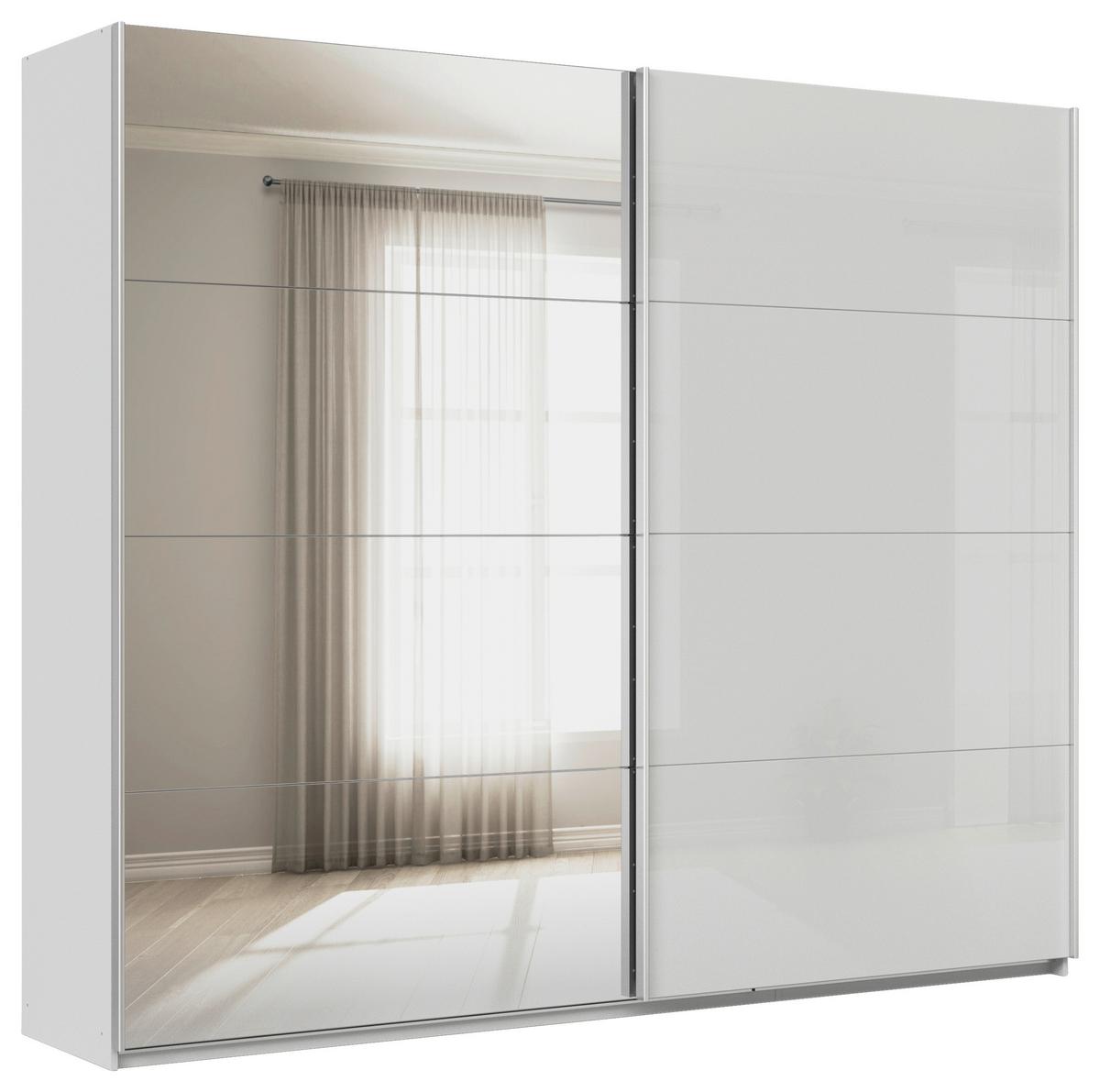 Tolóajtós Szekrény Feldkirch 271/229 Cm - magasfényű szürke/ezüstszínű, Modern, faalapú anyag/Üveg (271/229/62cm)