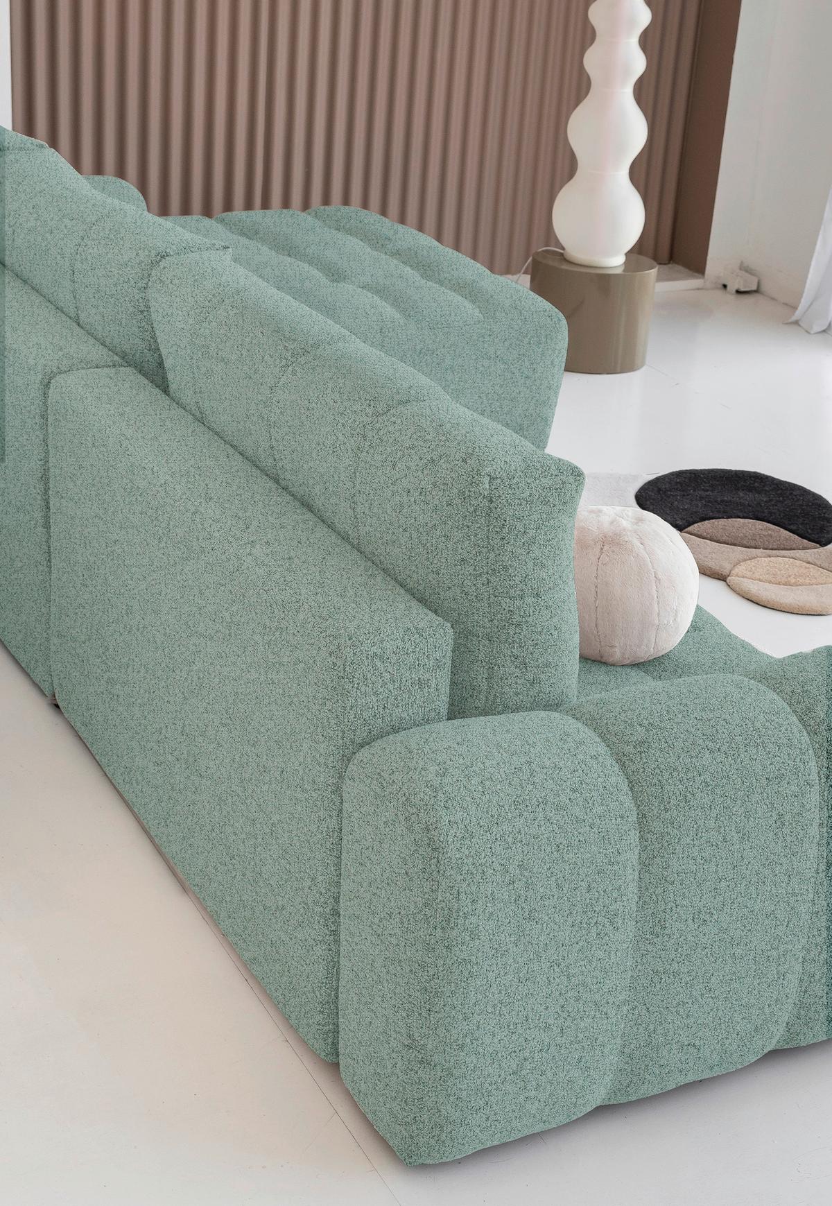 Ecksofa Lulu Türkis S: 268x184cm - Türkis/Schwarz, Design, Textil (268/184cm) - MID.YOU