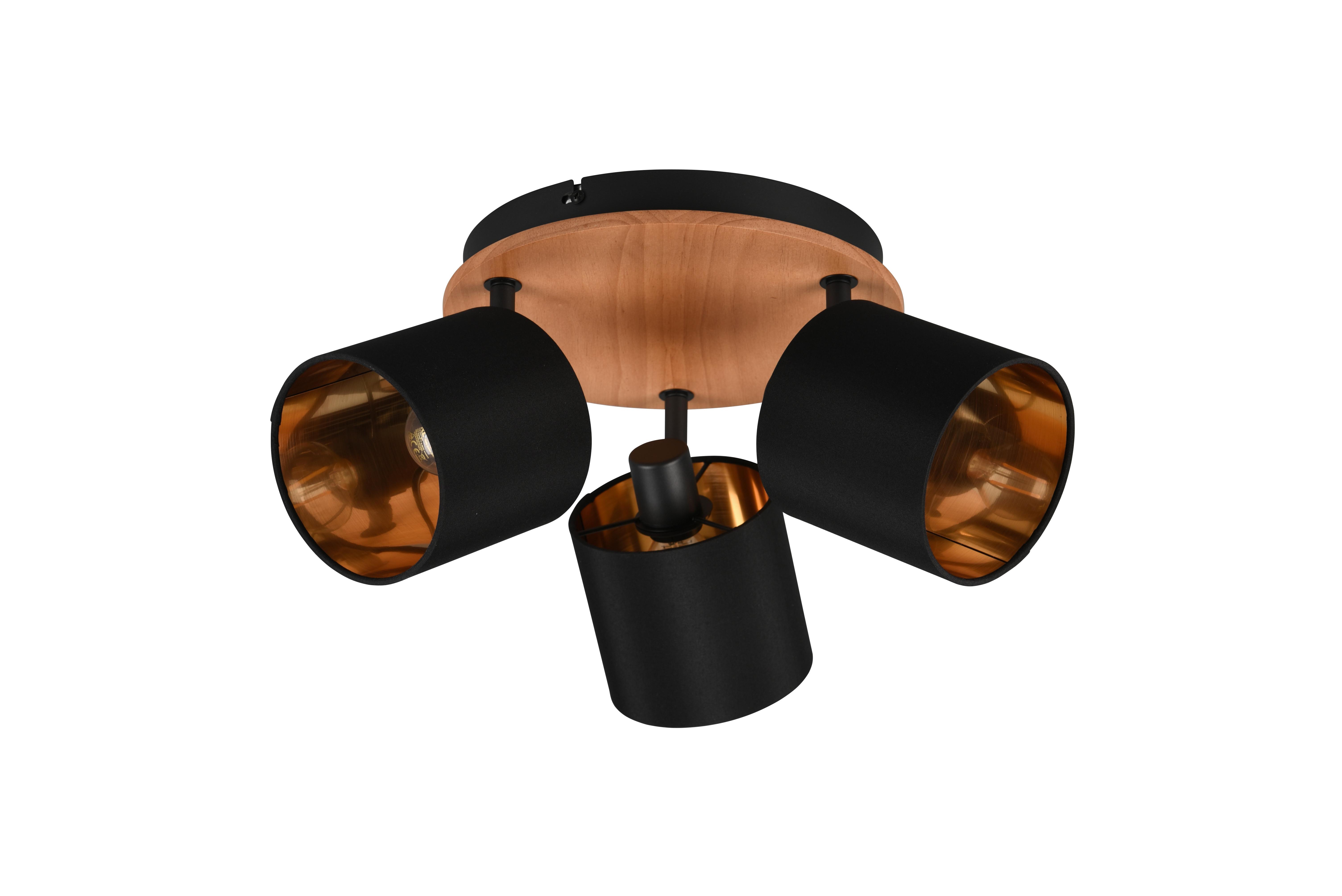 Strahler 3-flammig Ø 46,5 Cm - Goldfarben/Schwarz, KONVENTIONELL, Metall (46,5/22,5cm)