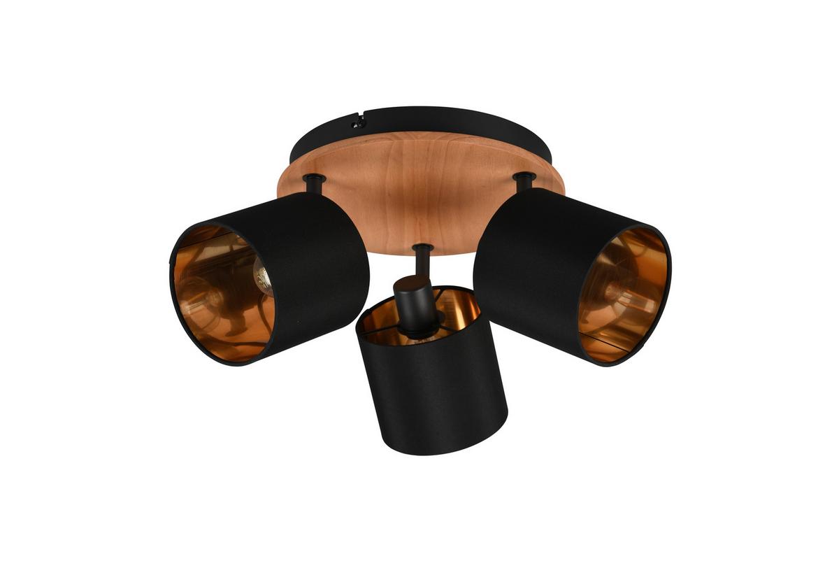 Strahler 3-flammig Ø 46,5 Cm - Goldfarben/Schwarz, KONVENTIONELL, Metall (46,5/22,5cm)