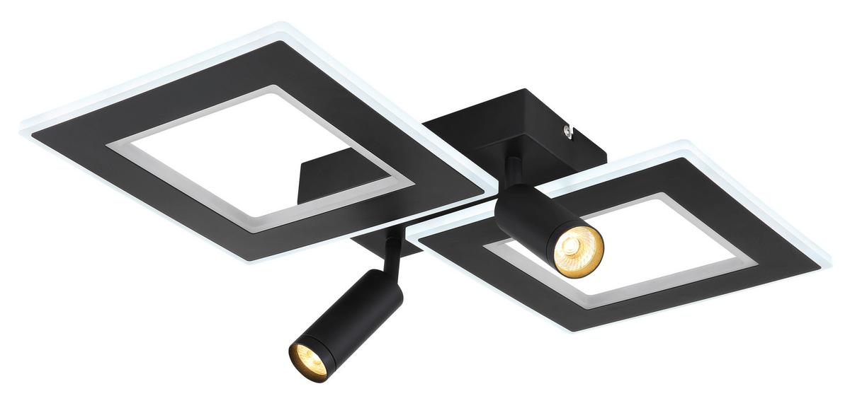 LED-Deckenleuchte L: 54 cm, 1-Flammig - Opal/Schwarz, Design, Kunststoff/Metall (54/41/11,5cm) - Globo