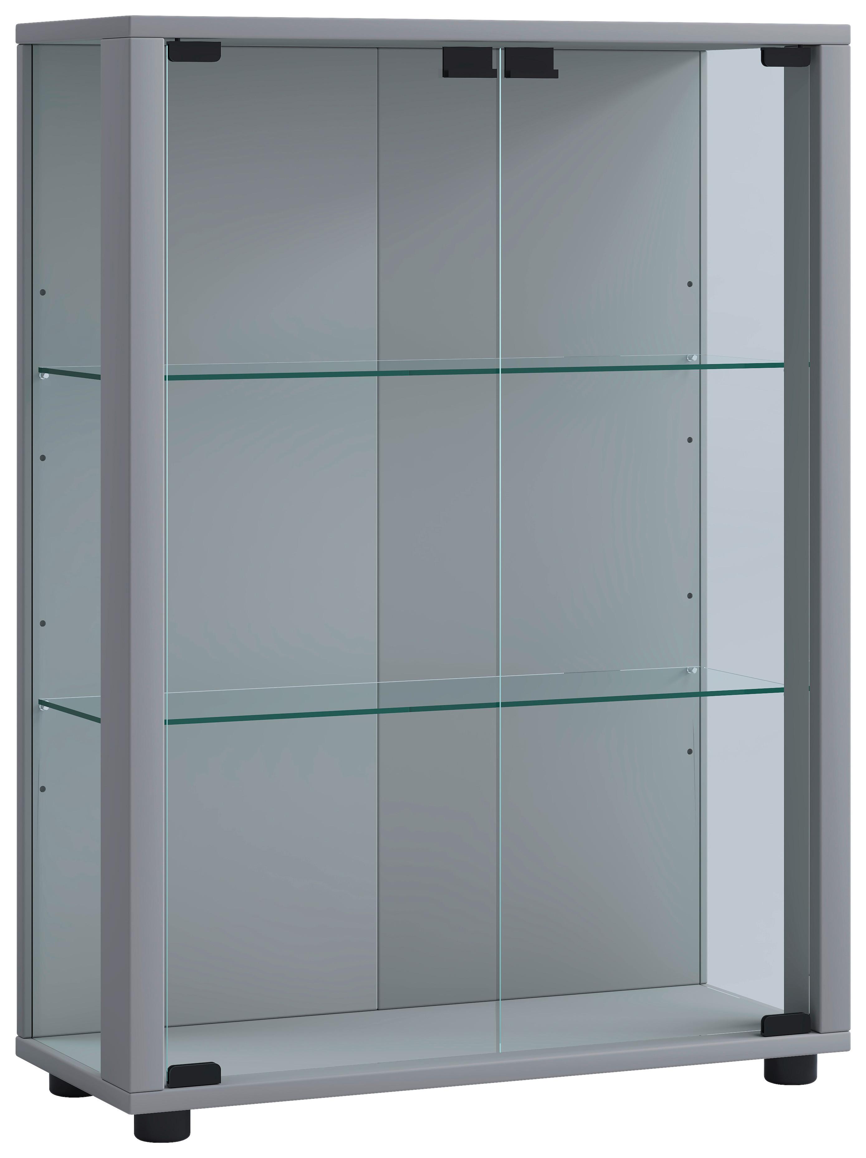 Vitrin Sintalo - ezüstszínű, Design, faalapú anyag/üveg (60/80/25cm) - MID.YOU