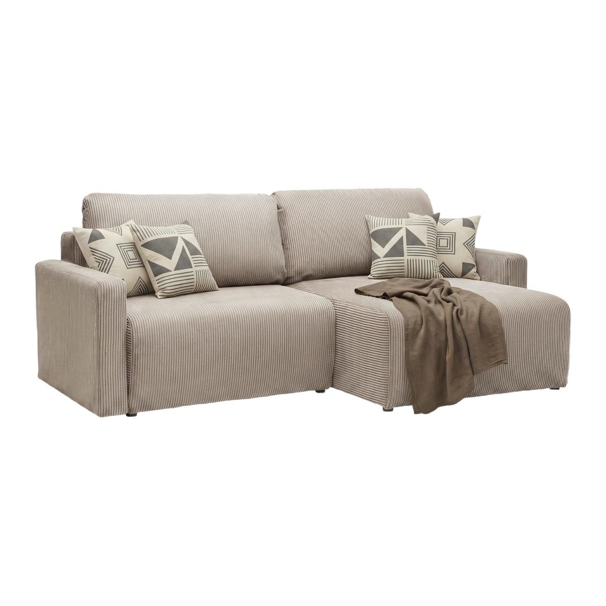 Rohová sedačka DAVE, obojstranná,sivohnedý menč. - taupe, Modern, textil (227/146cm) - Based