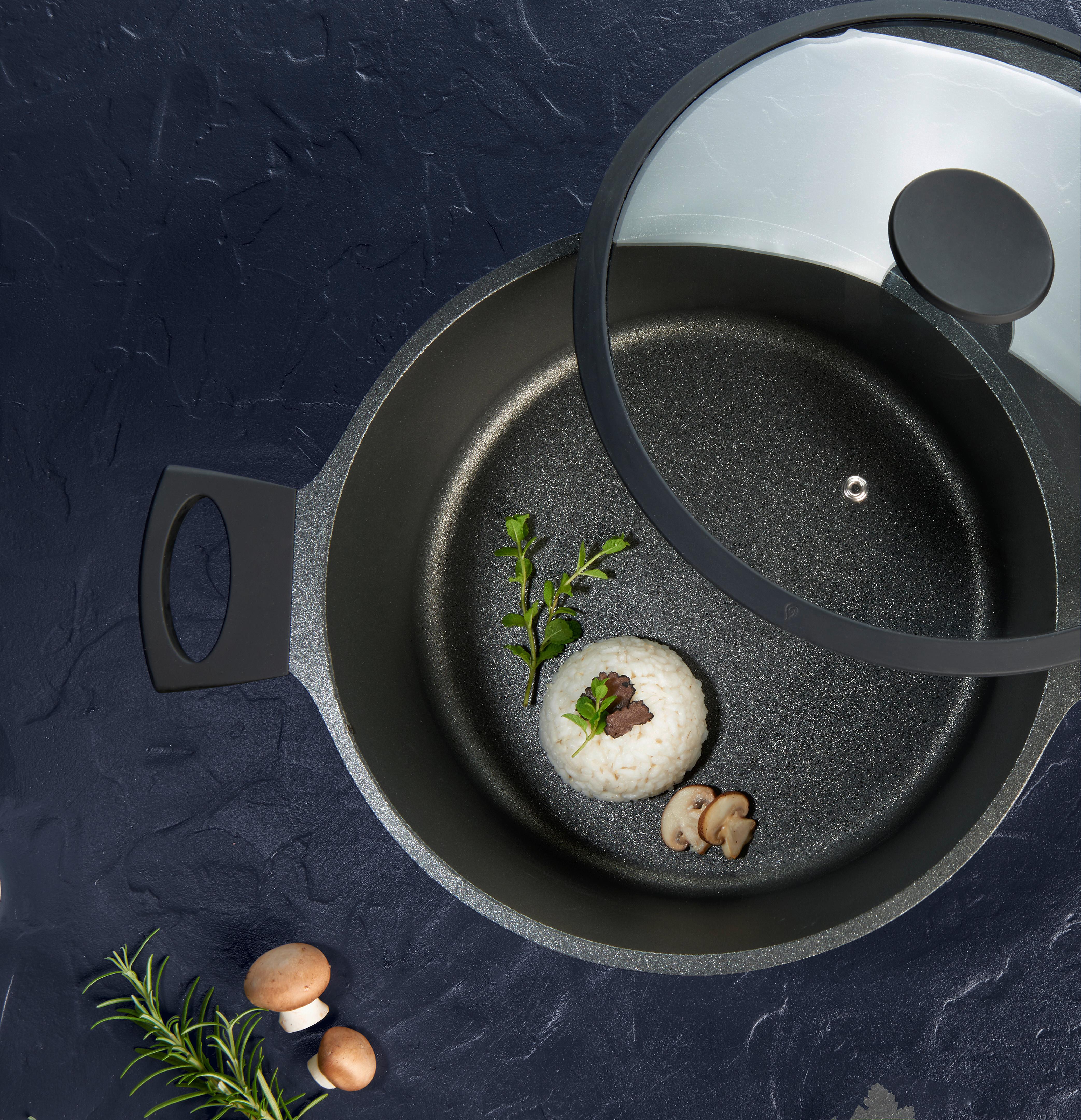 Hrnec s poklicí Black Line, 6,8l - černá/čiré, Konvenční, kov/plast (28/12,8cm) - Gourmesto