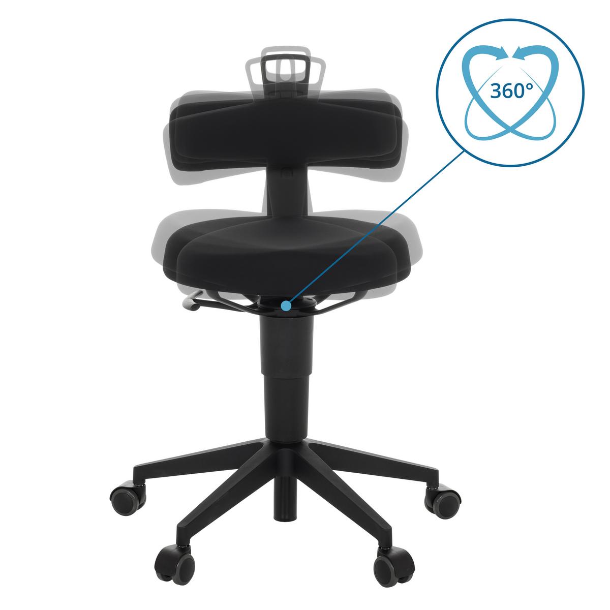 Bürohocker Top Work Flex - Schwarz, Basics, Kunststoff/Textil (40/74-86/46cm) - MID.YOU