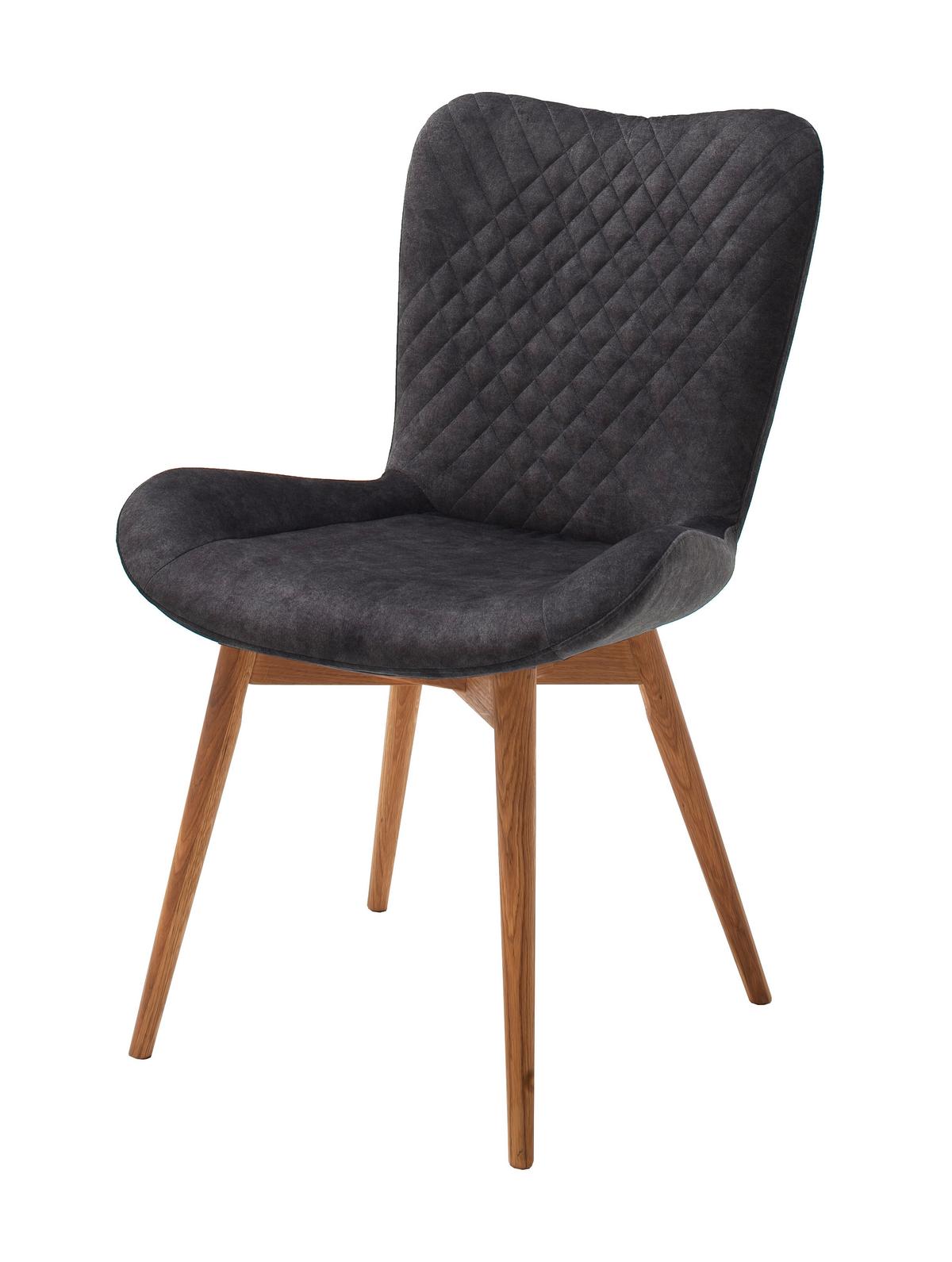 Stuhl Sarander Anthrazit Echtholz-Beine - Wildeiche/Anthrazit, Basics, Holz/Textil (58/88/67cm) - MID.YOU