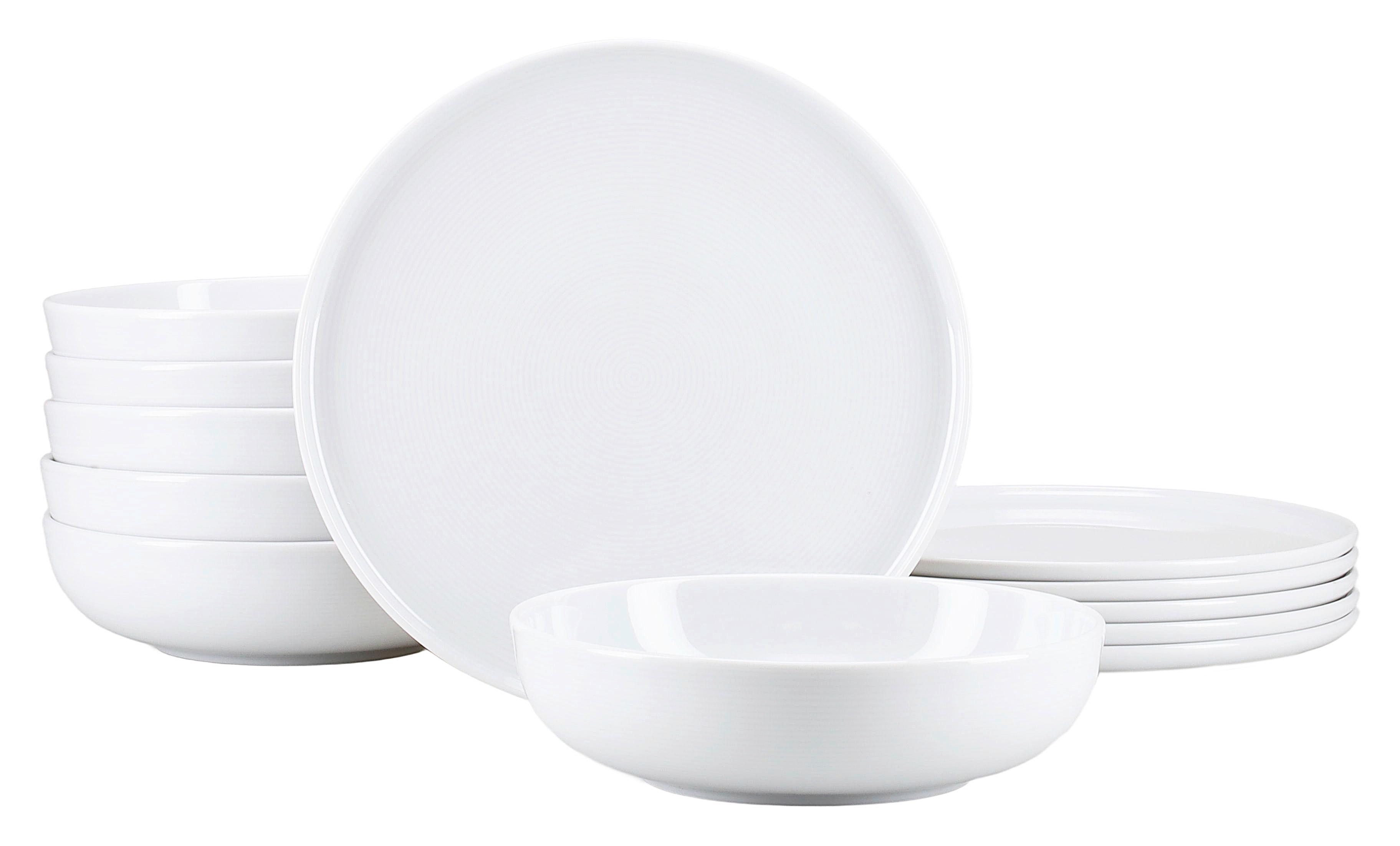 Tafelservice 12-teilig. Porzellan, weiß - Weiß, Basics, Keramik - Creatable