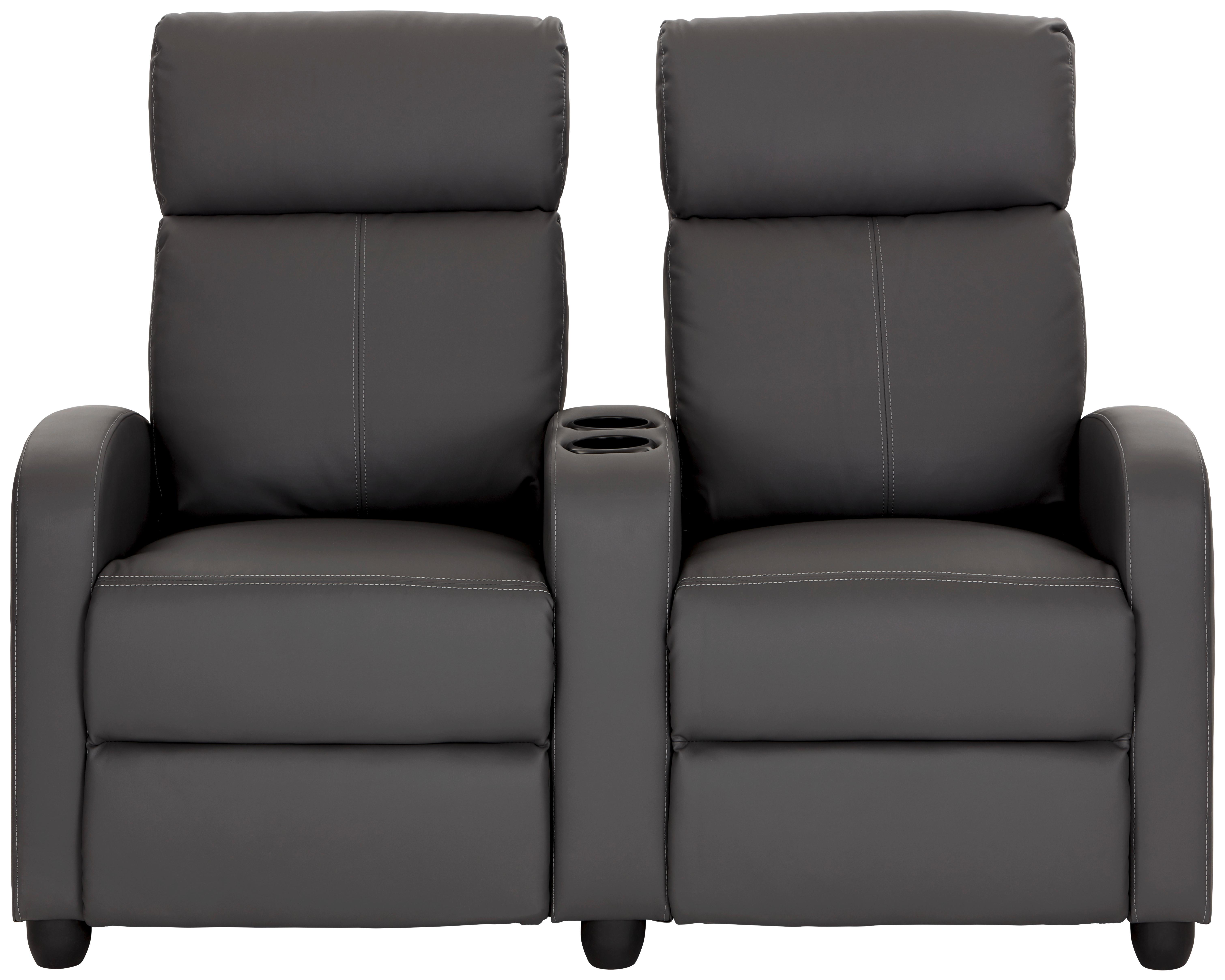 Heimkino-sofa Mit Relaxfunktion Movie Lederlook Grau - Schwarz/Grau, KONVENTIONELL, Textil (128/100/87cm) - MID.YOU
