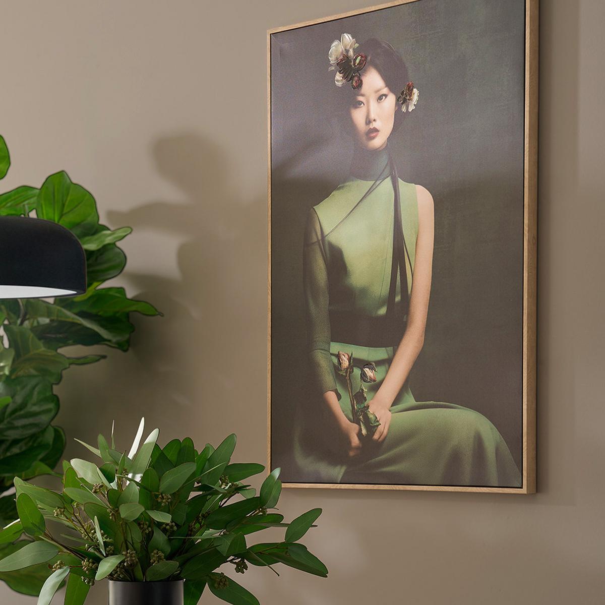 Obraz na plátně DENISE SMALL, žena 60/90 cm - zelená/přírodní barvy, Moderní, kompozitní dřevo/textil (60/90cm) - Premium Living