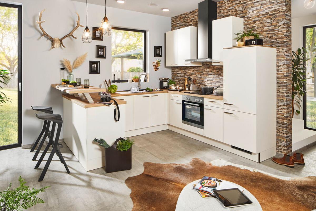 Einbauküche Pn 80 Frei Planbar Modernes Design - Eichefarben/Weiß, Holzwerkstoff - Pino