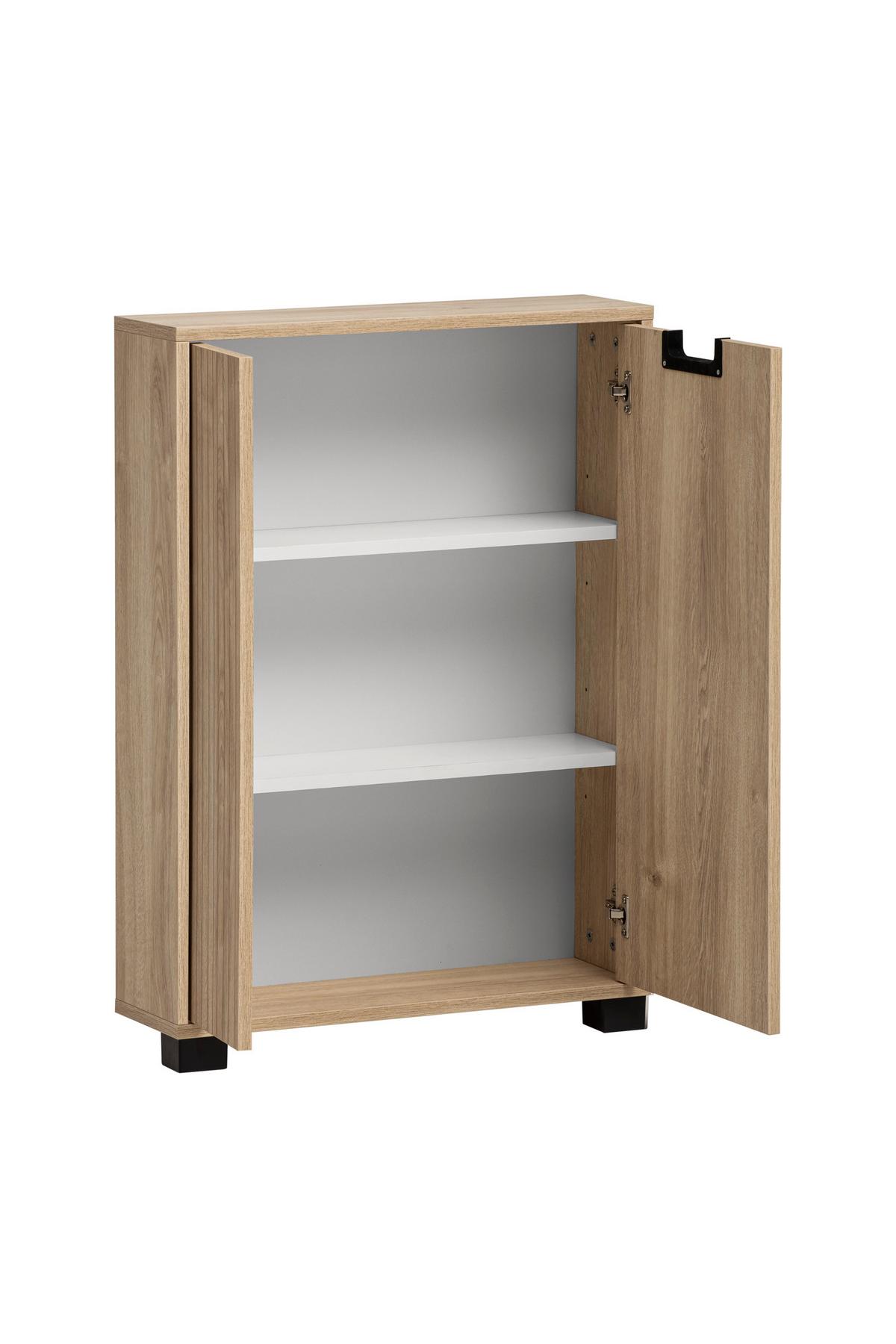 Unterschrank Emmik, Eiche Artisan B: 59,8 - Schwarz/Eiche Artisan, Design, Holzwerkstoff (59,8/85,2/19,55cm) - MID.YOU