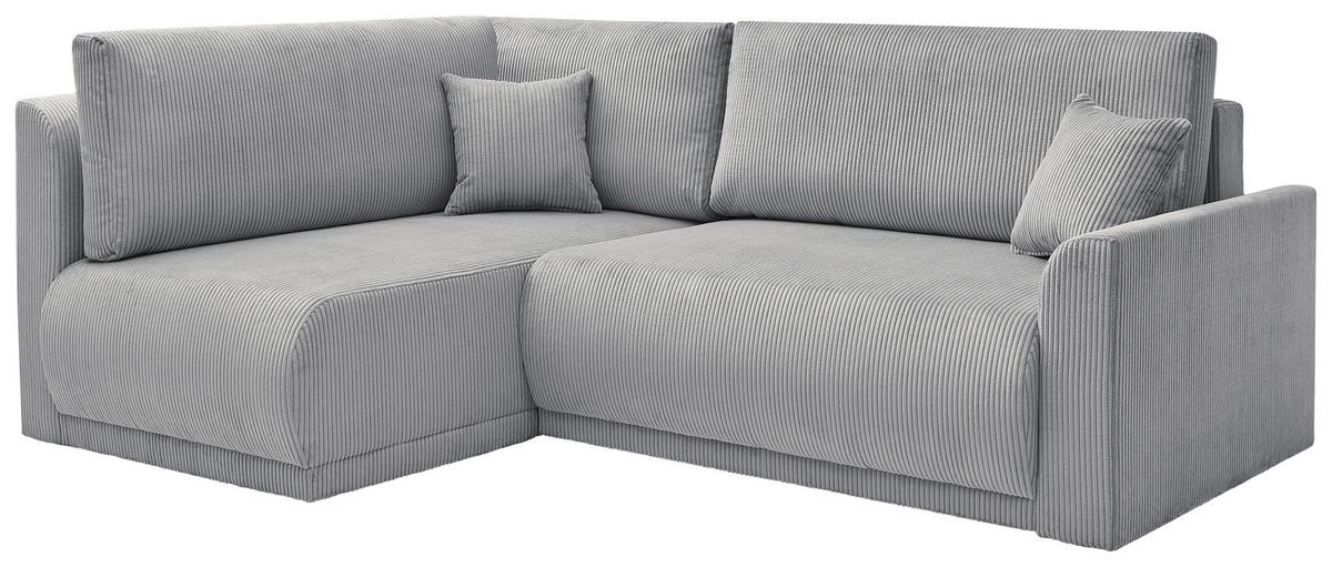 Rohová sedačka KIM L160, oboustranná, šedý manšestr - šedá/černá, Moderní, dřevo/textil (233/160cm)