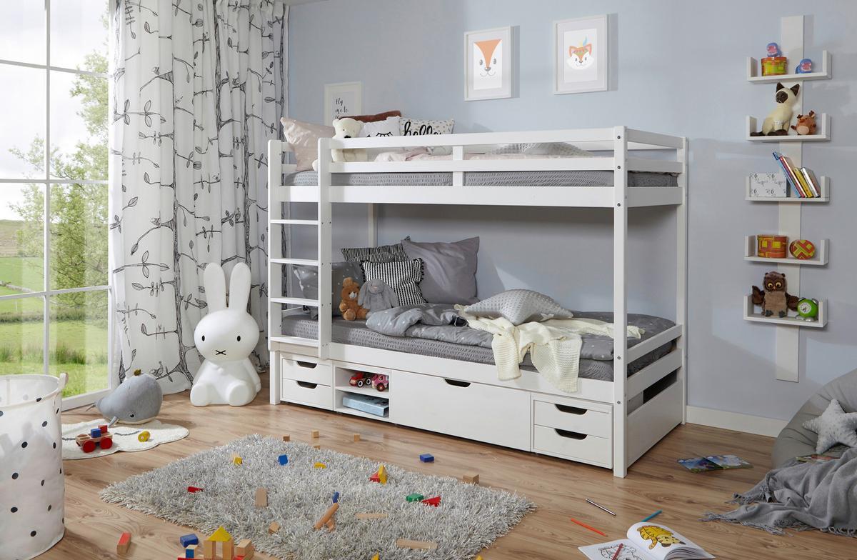Etagenbett Finn - Weiß, MODERN, Holz (90/200cm) - MID.YOU