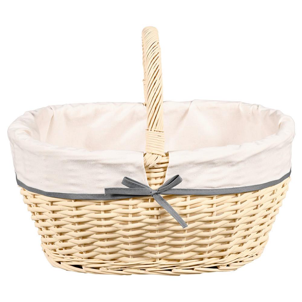 Einkaufskorb Weiss, Mit Textilfutter - Weiß, Basics, Naturmaterialien/Textil (45/33/37cm) - Kesper