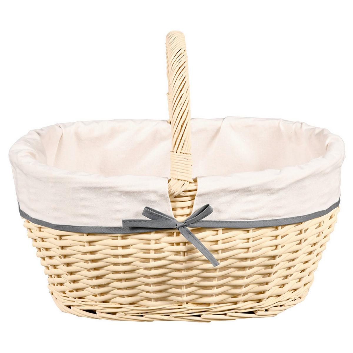 Einkaufskorb Weiss, mit Textilfutter - Weiß, Basics, Naturmaterialien/Textil (45/33/37cm) - Kesper