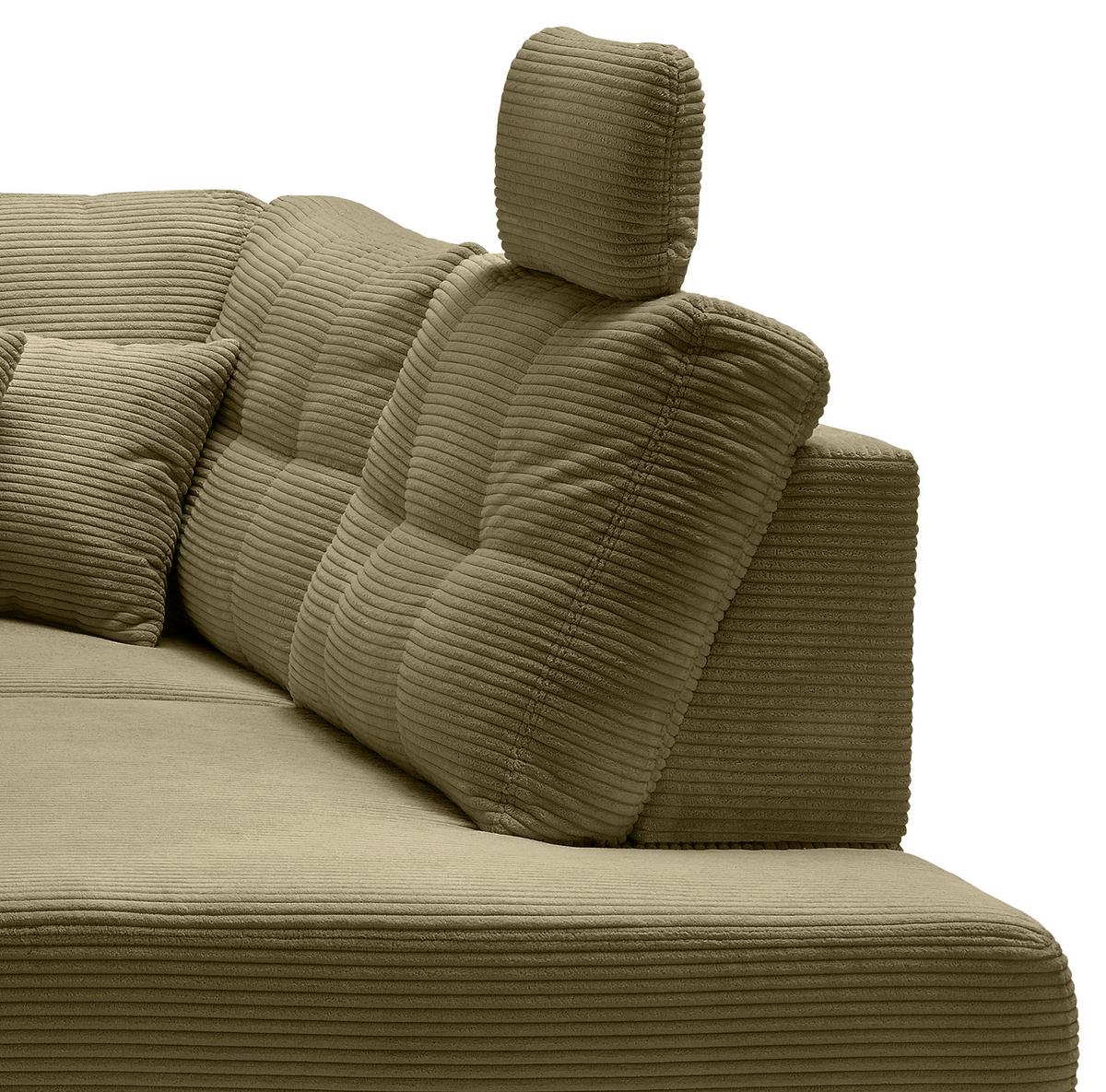 Ecksofa Brizzini Olivgrün S: 274x206 Cm - Naturfarben/Olivgrün, MODERN, Textil (274/206cm) - Livetastic