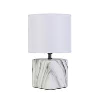 Tischleuchte Sabrina Weiß Marmoroptik m. Schalter - Schwarz/Weiß, Design, Keramik/Kunststoff (18,5/30,5cm) - James Wood