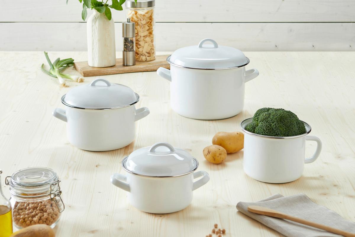 Kochtopf 6 Liter Edelstahl mit Deckel - Weiß, Basics, Metall (22/16cm) - Luca Bessoni