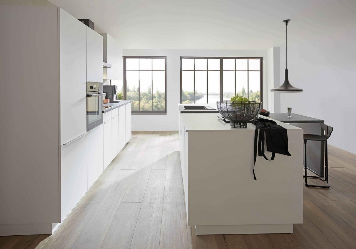 Einbauküche Eastbourne Frei Planbar Mit Griffleiste Küche - Weiß, MODERN, Holzwerkstoff - Vertico