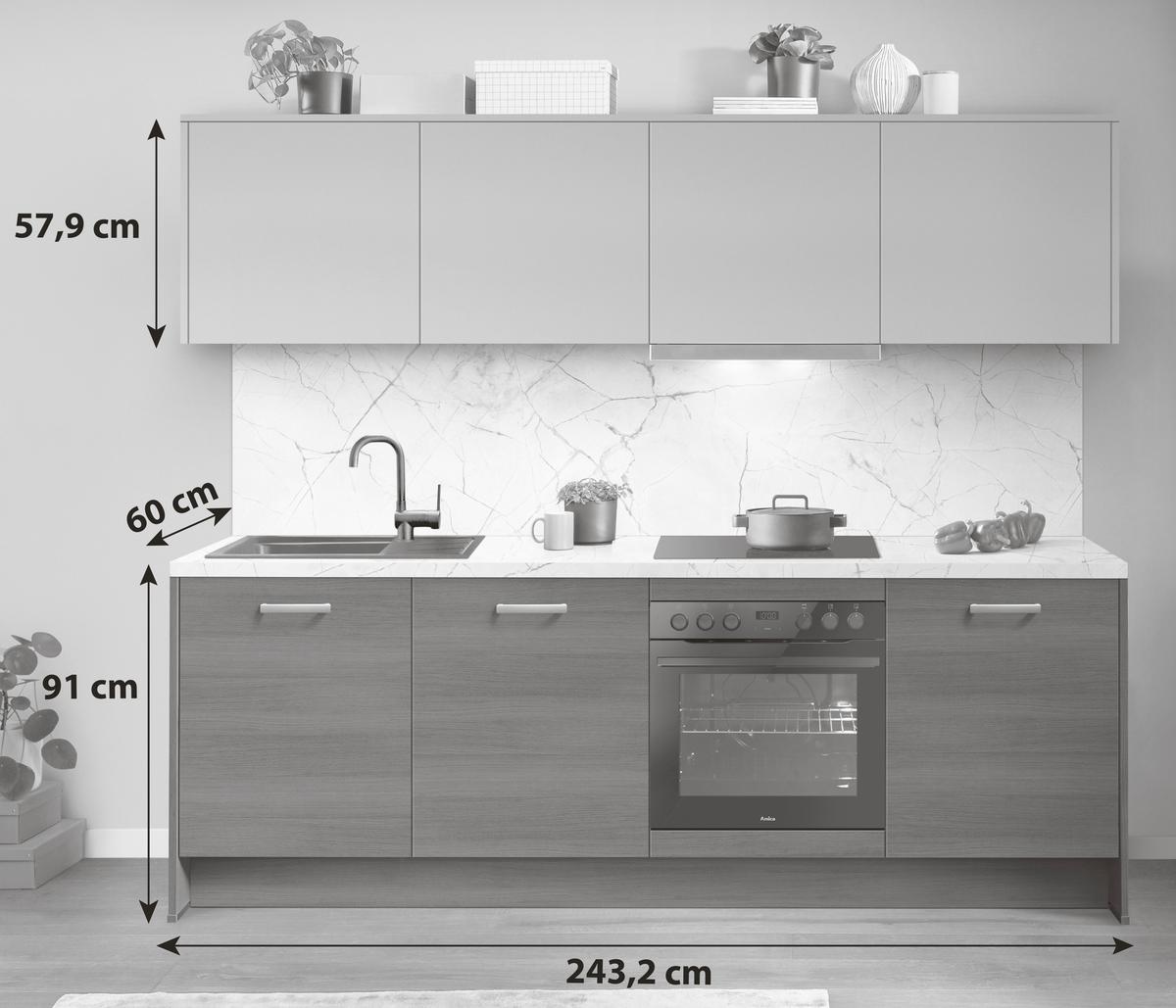 KÜCHENBLOCK IP2200 - Eiche dunkel/Karamell, MODERN, Holzwerkstoff (243,2cm) - Impuls