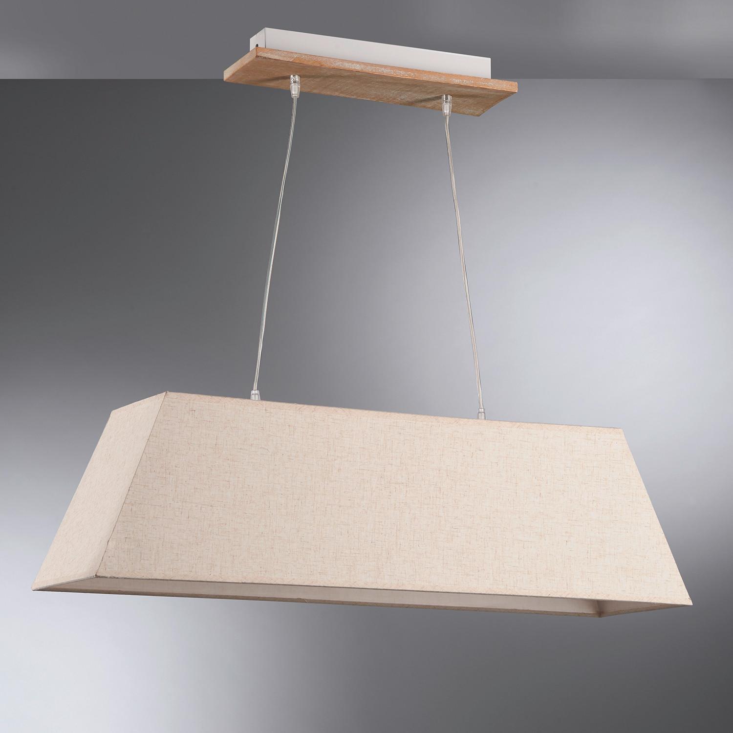 Hängeleuchte 4849/S - Beige/Weiß, Natur, Holz/Textil (90/25/110cm)