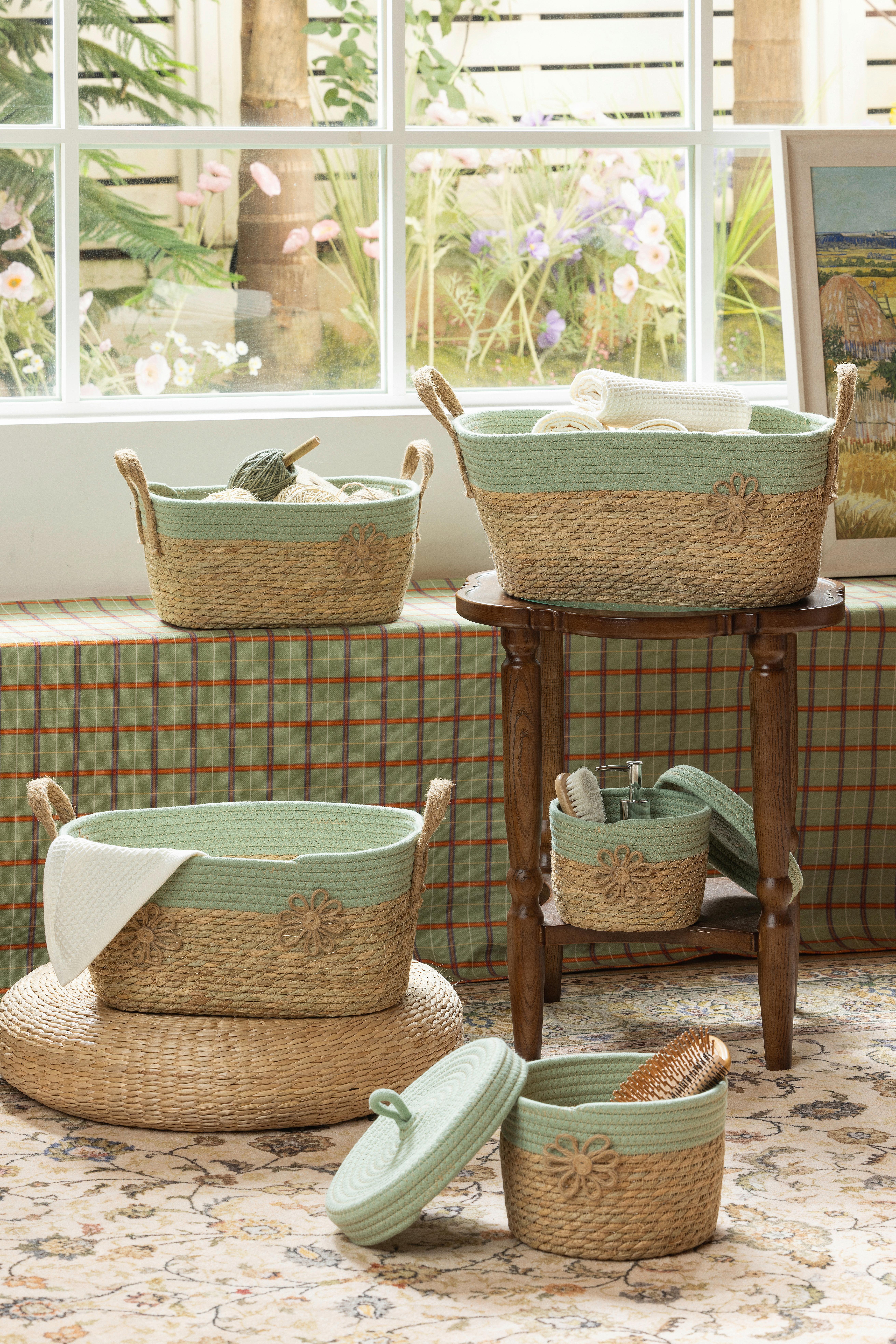 Korbset Mou -Paz- - Salbeigrün/Naturfarben, KONVENTIONELL, Naturmaterialien/Textil - James Wood