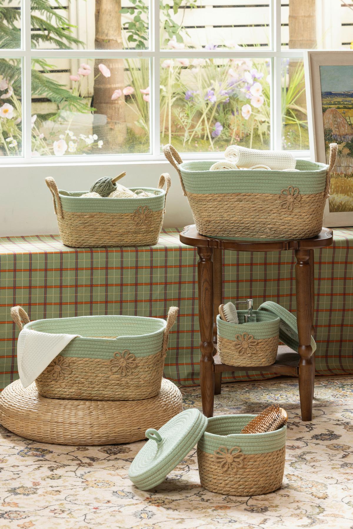 Korbset Mou -Paz- - Salbeigrün/Naturfarben, KONVENTIONELL, Naturmaterialien/Textil - James Wood